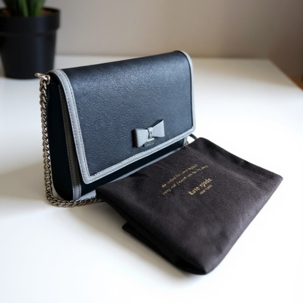 Kate Spade Bow Crossbody Navy Blue Saffiano Leather NWOT Dust Bag
